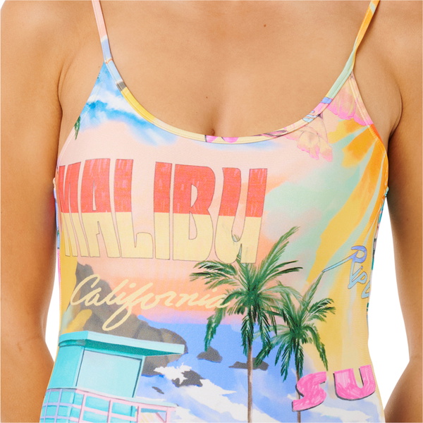 2026 Rip Curl Womens Hotel Malibu Cheeky One Piece Swimsuit 0WHWSW - Multi